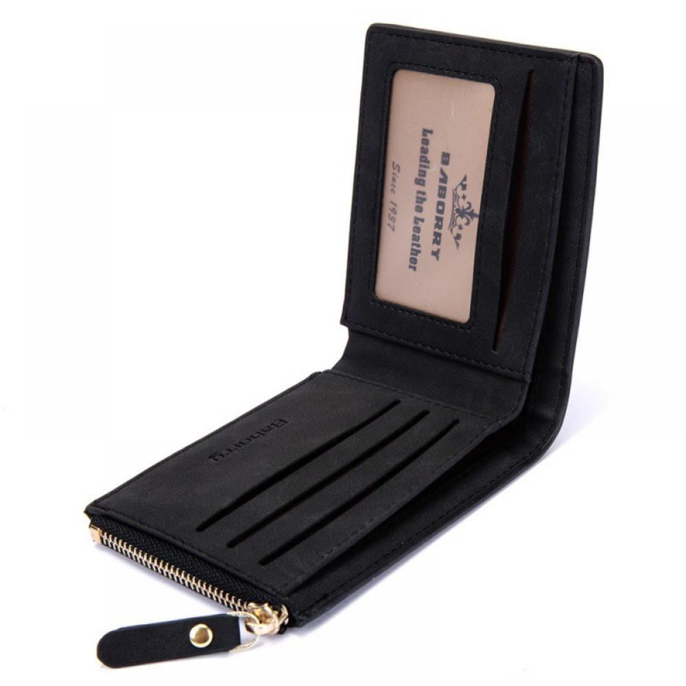 MJ Genuine Leather Coin Pocket Simple Mini Clutch Purse Zipper Short Wallet  Solid Color Key Chain Card Holder Money Purses