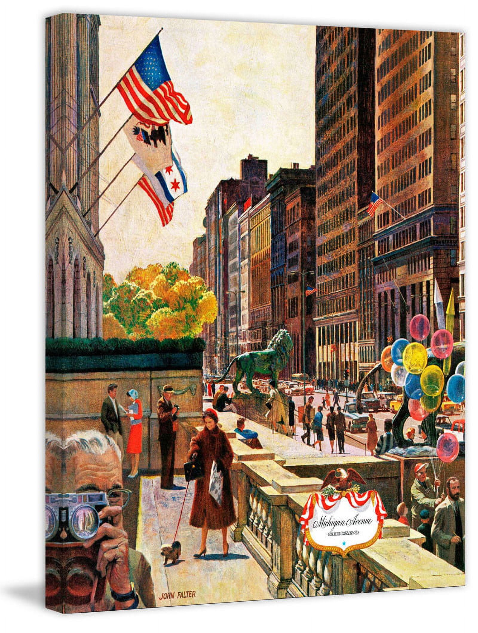 Marmont Hill "Michigan Avenue, Chicago" by John Falter Painting Print on Canvas