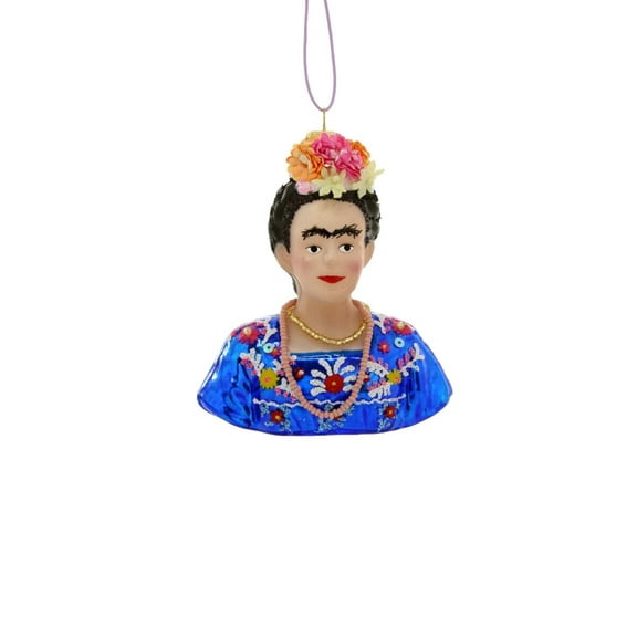 FRIDA KAHLO Glass Christmas Ornament by Cody Foster