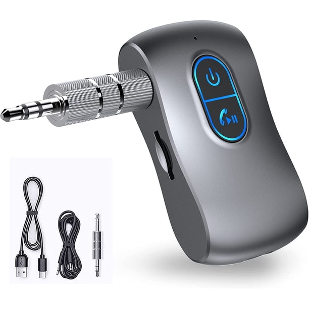 Receptor Bluetooth, adaptador auxiliar inalámbrico Bluetooth 5.0 de 3,5 mm, compatible con tarjeta TF, receptor Bluetooth de doble conexión