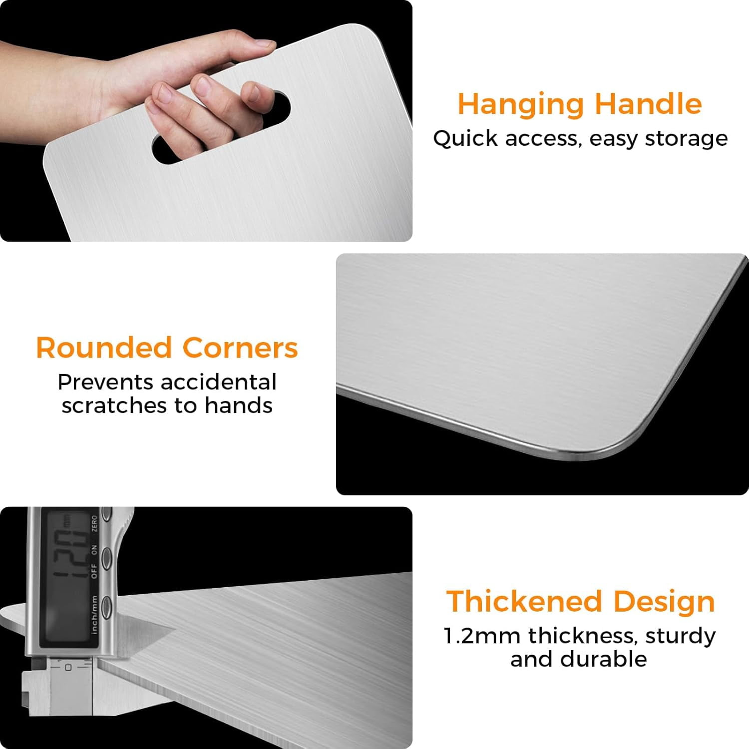 Tikeitoo Titanium Cutting Board Clearance Stainless Steel Cutting Boards for Kitchen, Double Sided Food Grade, Titanium Cutting Mat Chopping Boards for Meat Fruit & Vegetable Various Cooking Tasks