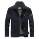 thumbnail image 2 of Chaquetas militares de carga ajustadas de alta calidad para hombre, abrigos holgados de longitud media con cuello alto y múltiples bolsillos de algodón para primavera y otoño, 2 of 5