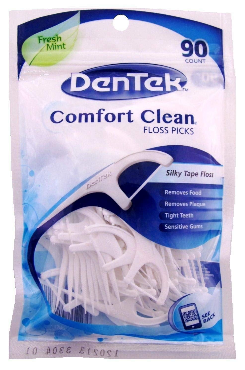 DenTek Comfort Clean Silk Floss Picks, Fresh Mint, 90 Count (Pack of 3