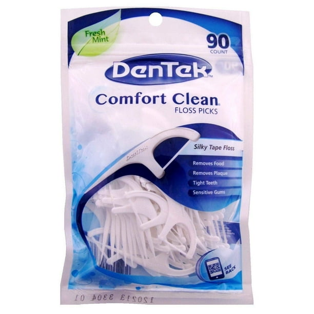 DenTek Comfort Clean Silk Floss Picks, Fresh Mint, 90 Count (Pack of 3