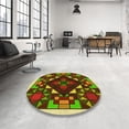 thumbnail image 4 of Ahgly Company Machine Washable Indoor Round Transitional Maroon Red Area Rugs, 4' Round, 4 of 7