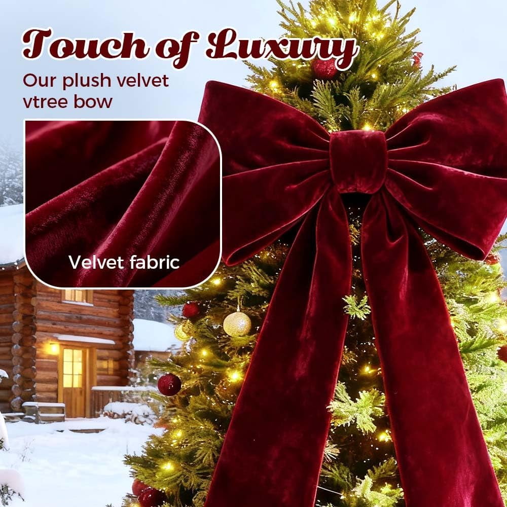 Guvpev 6FT Large Velvet Christmas Bows - Giant Black Xmas Bows for Christmas Tree Topper, Wreaths, Mantel, Front Door, Porch & Wedding Decorations, Indoor & Outdoor Holiday Christmas Decorations