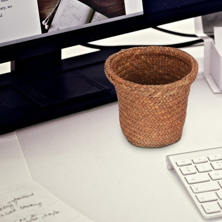 PAMINGONO Simple Trash Basket Wicker 1Set 6.9x5.7x5.7in