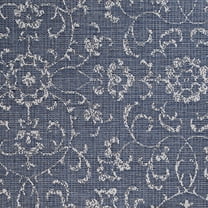 Couristan 5.25' x 7.5' Navy Blue and Ivory Floral Rectangular Outdoor Area Throw Rug