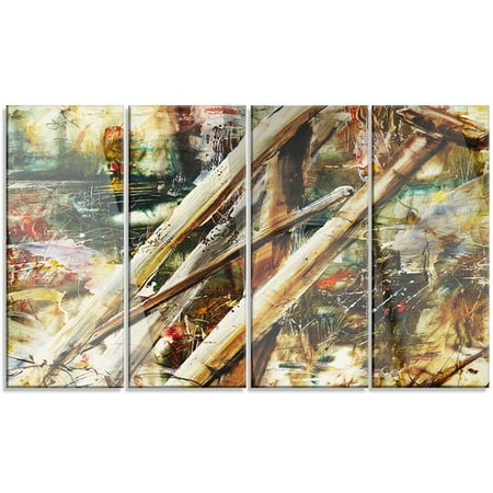 - Design Art Tools and Abstract Pattern' 4 Piece Painting Print on Metal Set