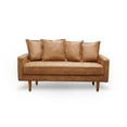 thumbnail image 3 of Koby Home Mid-Century Loveseat 58" Sofa Seat Faux Leather Sofas Couches 2-Seater Camel Brown, 3 of 5