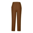 thumbnail image 6 of Ecqkame Womens Plus Size Casual Pants Loose Straight Leg Ankle Pants Elastic Waist Solid Color Lightweight Trousers with Pockets 01-Brown XXXL, 6 of 6