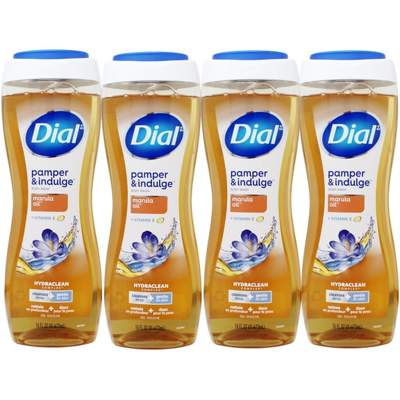 Dial Nourishing Body Wash - Marula Oil - Net Wt. 16 Fl Oz (473 Ml) Per Bottle - Pack Of 4 Bottles
