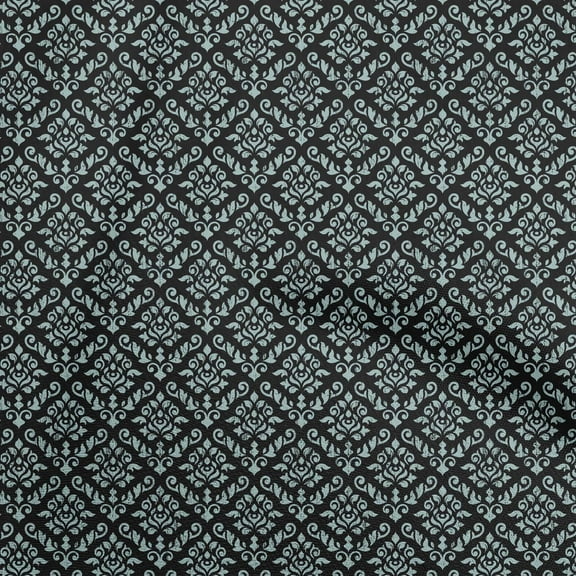 oneOone Polyester Spandex Black Fabric Damask Quilting Supplies Print Sewing Fabric By The Yard 56 Inch Wide