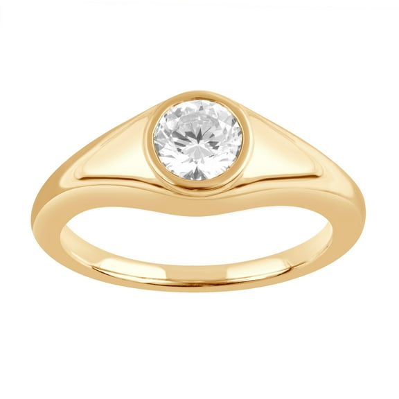Unique Moments 0.62 Ctw Round Lab Grown Diamond Ring in Sterling Silver over Yellow Plated for Women