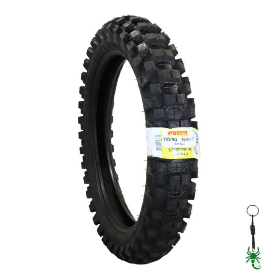 Pirelli Scorpion MX Extra X 110/90-19 62M Tube Type Rear Motorcycle Tire: Engineered for Motocross and Off-Road Training and Amateur Racing Performance with Keychain