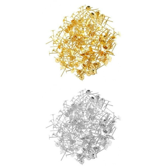 400pcs Earring Pins Studs Findings DIY Blank Crafts 6mm Base