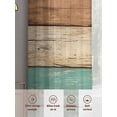thumbnail image 6 of Farmhouse Teal Blue Brown Sheer Curtains 54 Inch Length 2 Panels Set Window Treatments, Vintage Wooden Striped Rod Pocket Semi Curtains for Living Room/Bedroom/Kitchen Décor, 104"W x 54"L, 6 of 7