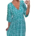 thumbnail image 4 of Vestido largo cruzado con cintura con cuello en V y estampado informal,Vestido de verano con vestido de manga 3/4,Vestido cruzado floral, 4 of 5