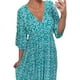 thumbnail image 4 of Vestido largo cruzado con cintura con cuello en V y estampado informal,Vestido de verano con vestido de manga 3/4,Vestido cruzado floral, 4 of 5