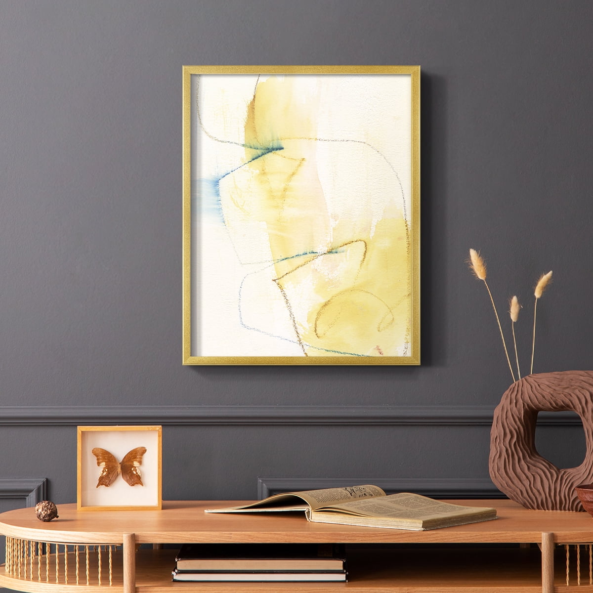 Barxan I Framed Print in Gold Solid Wood Framed Print No Nail Hanging
