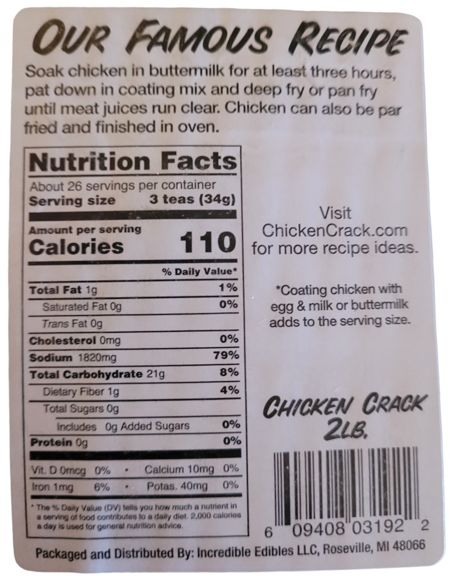 Chicken Crack Highly Addictive Chicken Coating Powder - Large 2lb Bag