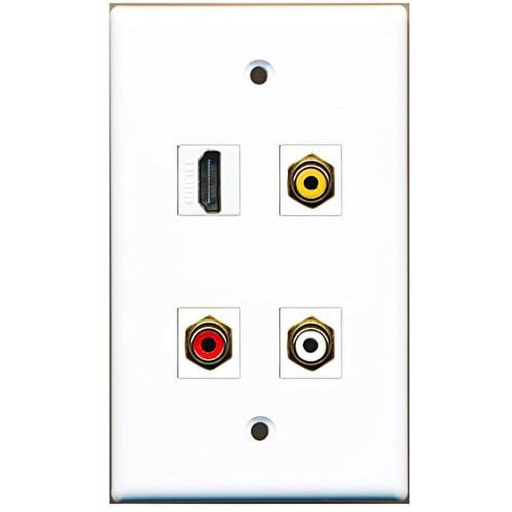 RiteAV - 1 Port HDMI 1 Port RCA White 1 Port RCA Yellow 1 Port RCA Blue Wall Plate