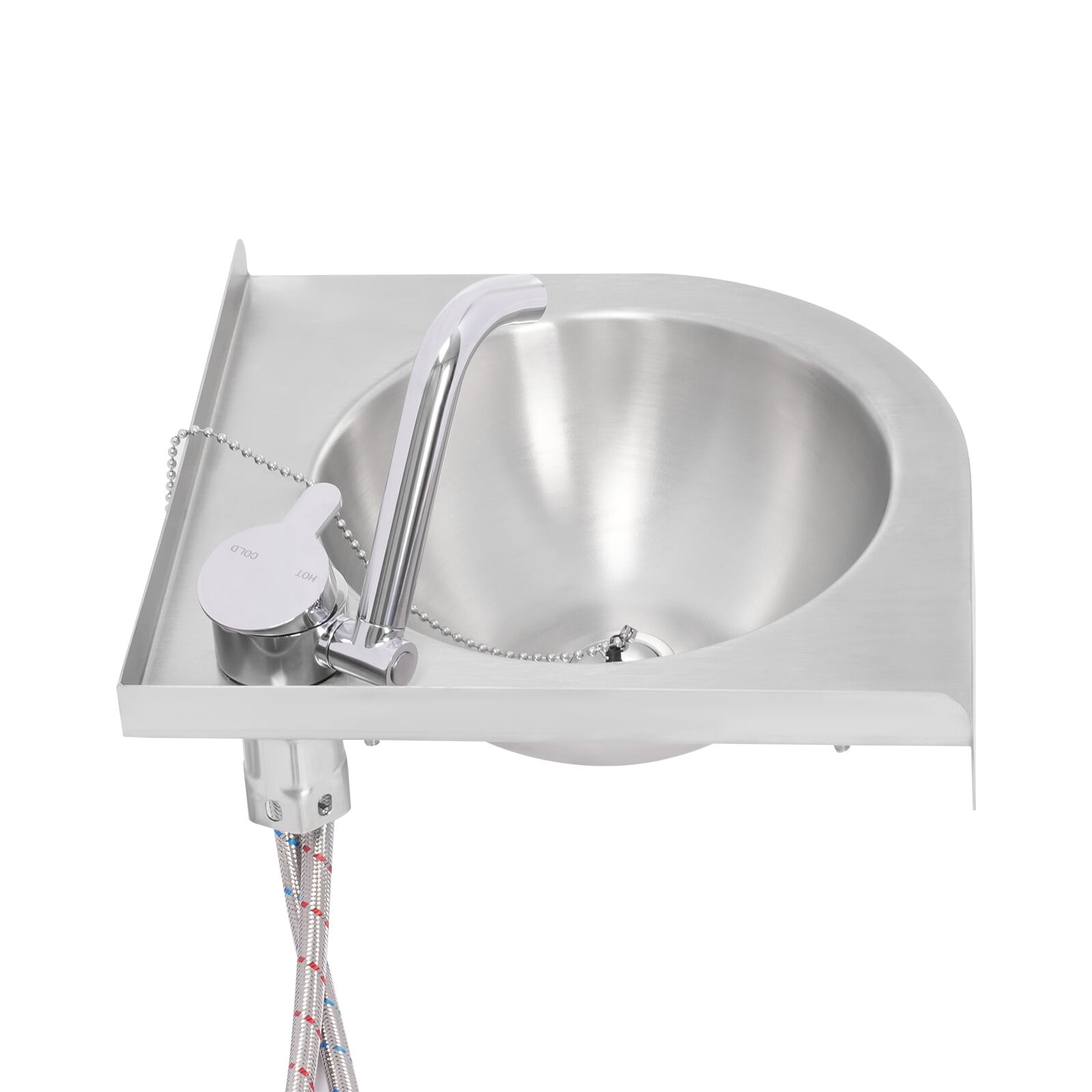 ToppiJoy Stainless Steel Single Bowl Sink, Triangle Wash Basin Thick Small Sink Corner for Kitchen Bathroom Lavatory (Silver)