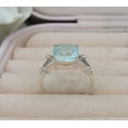 thumbnail image 4 of Vintage Aquamarine Ring-Cushion Aquamarine Ring-925 Sterling Silver Ring-White Topaz Gemstone Ring-Promise Women Ring, 4 of 15
