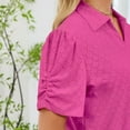 thumbnail image 6 of Aobny Eyelet Teacher Shirt Polo Womens Tops Short Sleeve Hot Pink Pullover Collared Work Shirts for Women,L, 6 of 8