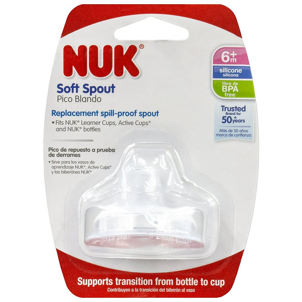NUK Sippy Cup Replacement Silicone Spout, Clear 2 Pack