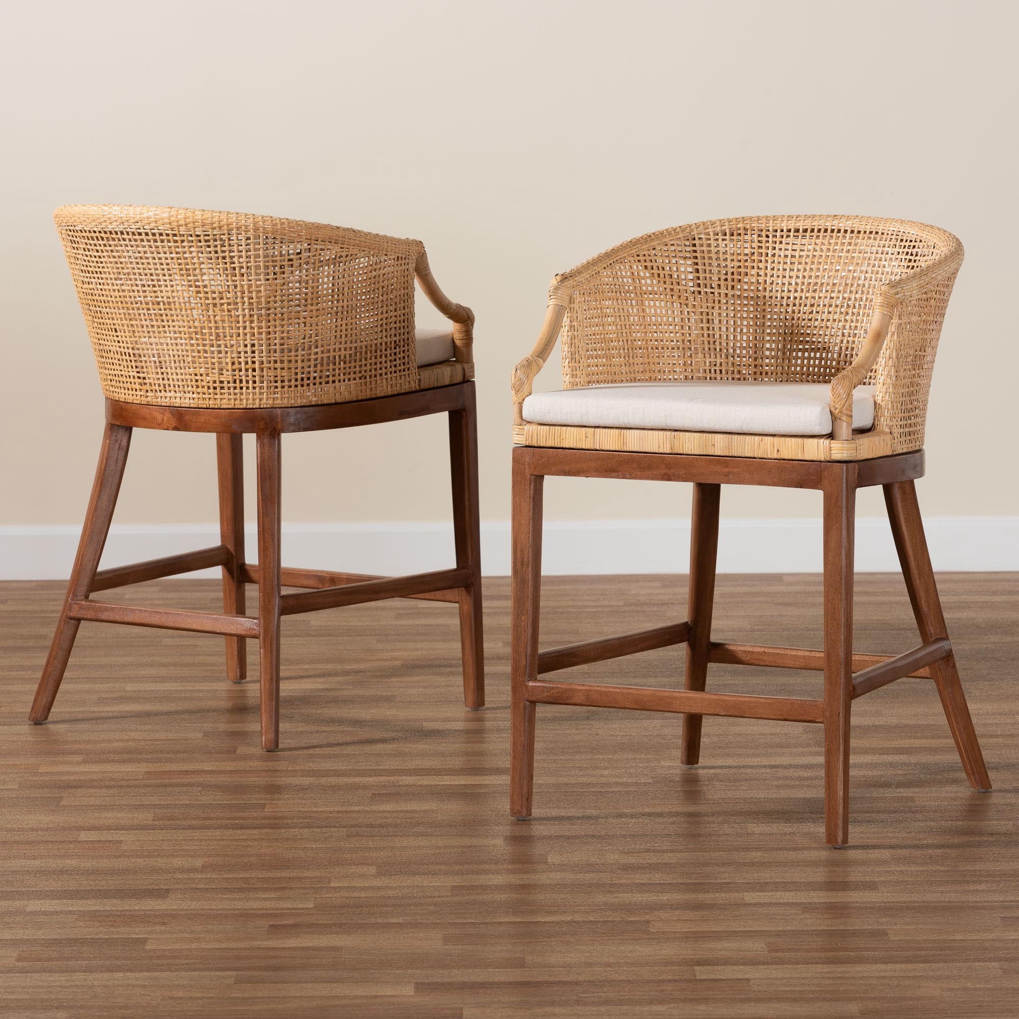 bali & pari Lumajang Boho Counter Stool, 2-Piece, Light Honey
