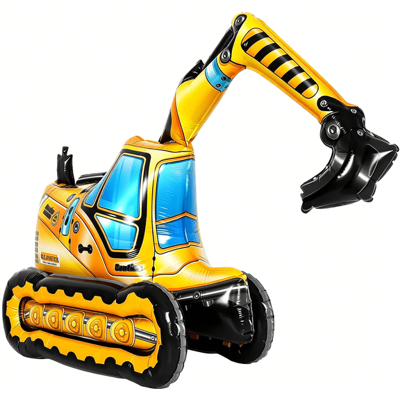 BESTSKY Self Standing 4D Foil Construction Balloon,Large Excavator Balloon,Digger Engineering Vehicle Balloons for Kids,Construction Birthday Party Supplies for Constructions