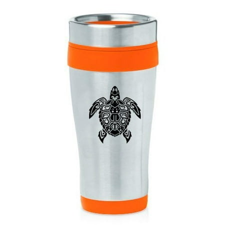 

16oz Insulated Stainless Steel Travel Mug Tribal Turtle (Orange ) MIP