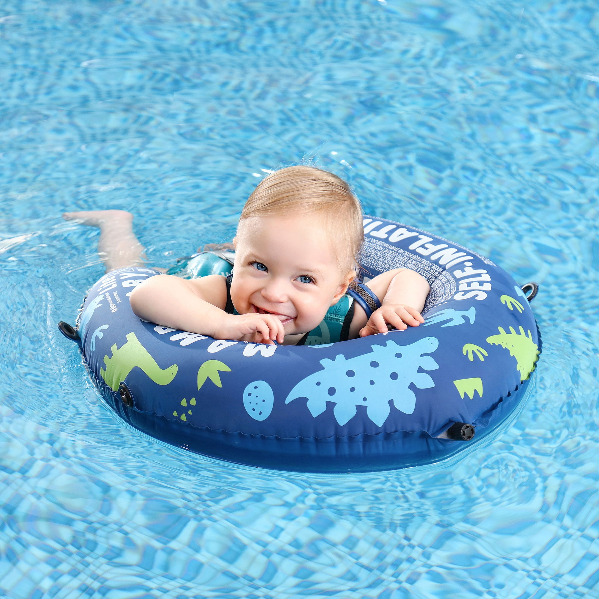 HECCEI Mambobaby Baby Swim Floats Pool Float with Canopy Blue for