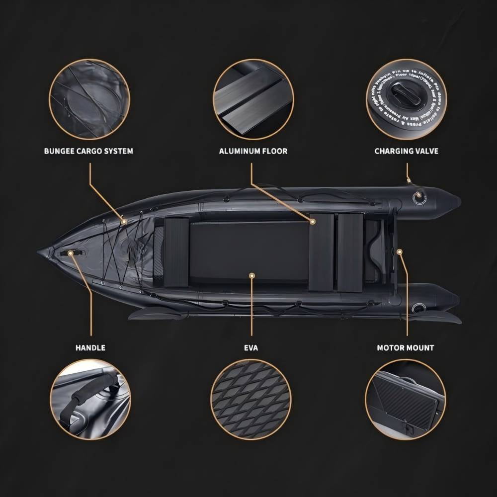 Ikuby 2 Person Inflatable Fishing Kayak PVC Boat - 130 x 43 x 11.8 Inches