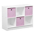 thumbnail image 1 of Pemberly Row Engineered Wood 3x2 Bookcase Storage w/Bins in White/Pink, 1 of 6