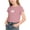 Pink, variant on Girls Summer Casual Cropped T-shirts Vacation Crewneck Short Sleeve Nipped Waist Pritned Tops