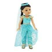 Emily Rose 14 Inch Doll Clothes | 5 Piece Jeweled Princess Jasmine Inspired Outfit for 14" Doll, Including Shoes! | Compatible with 14.5" Wellie Wishers and 14" Glitter Girls Dolls