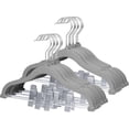thumbnail image 1 of MangoKit 30cm Children's Trousers Hangers,16 Pack Velvet Hangers with Adjustable Clips, (Grey), 1 of 8