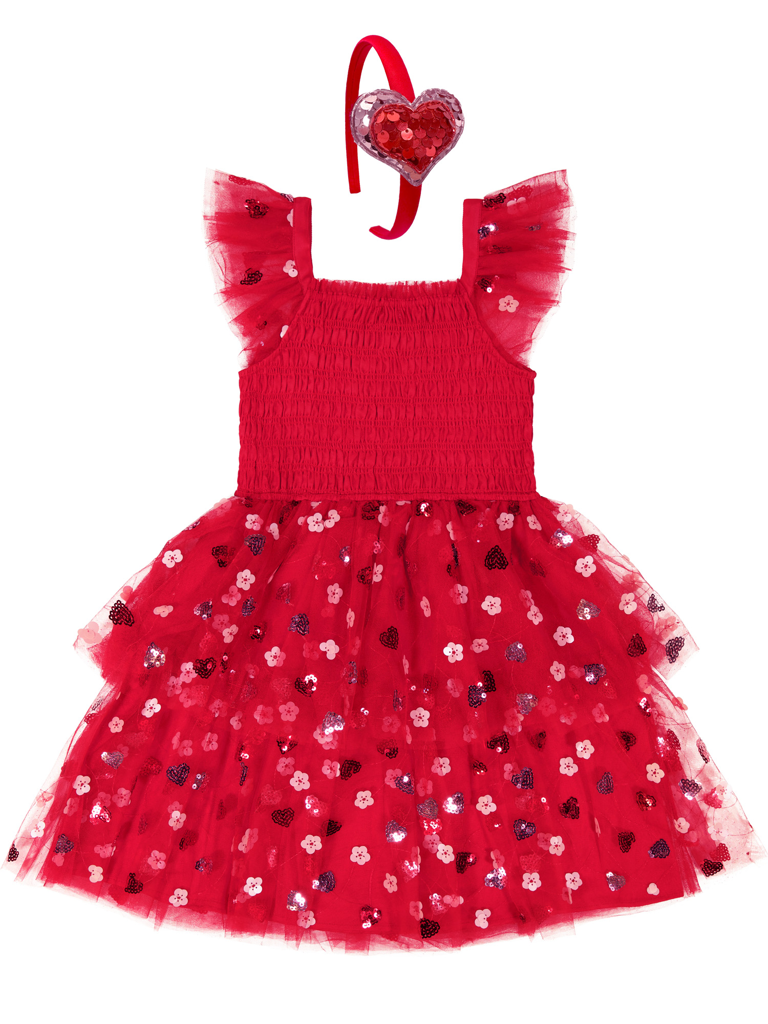 Kensie Girl Valentines Day Dress with Heart Headband, Sizes 4-12