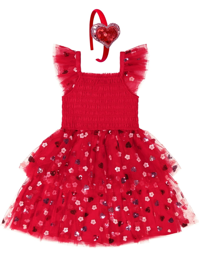 Kensie Girl Valentines Day Dress with Heart Headband, Sizes 4-12 -  Walmart.com