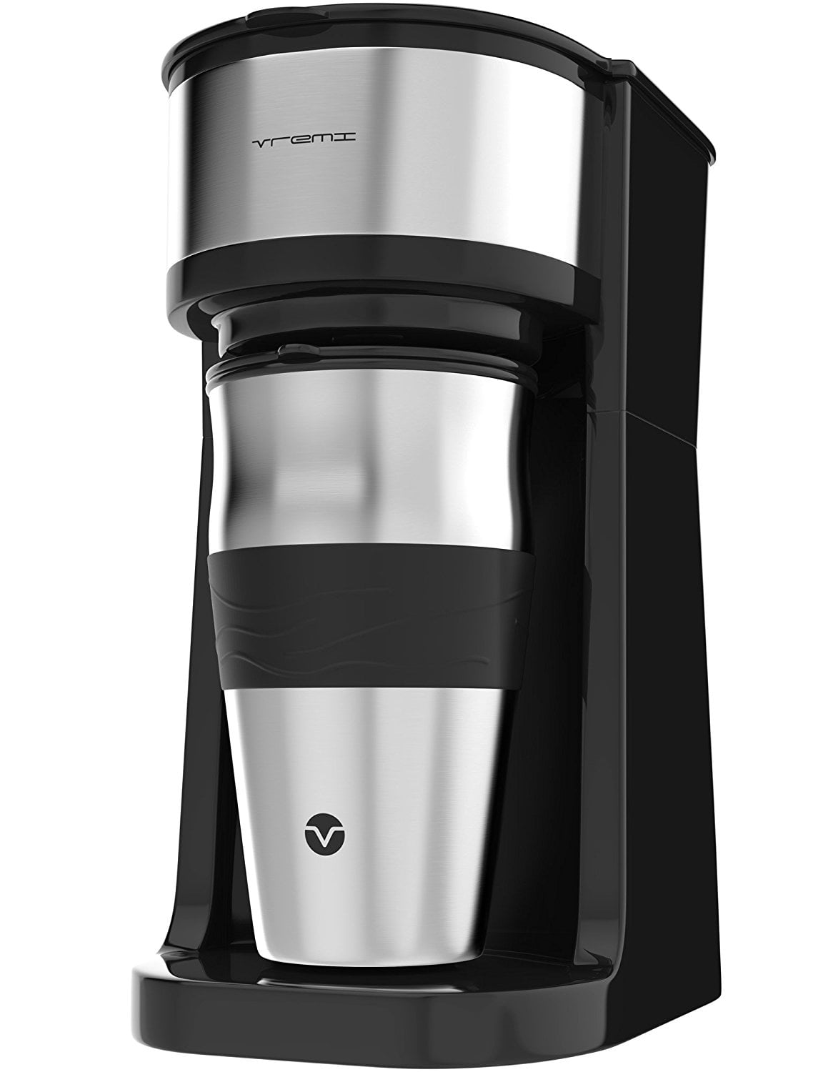Vremi Single Cup Coffee Maker includes 14 oz Travel Coffee Mug and