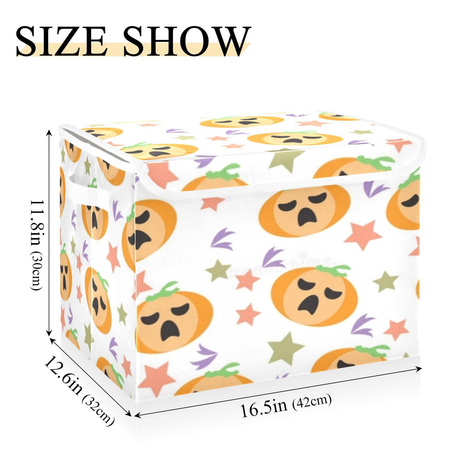 Halloween pumpkins stars pattern Large Storage Bins with Linen Collapsible Foldable Storage Cubes Fabric Closet Organizer Containers box with Flip-Top