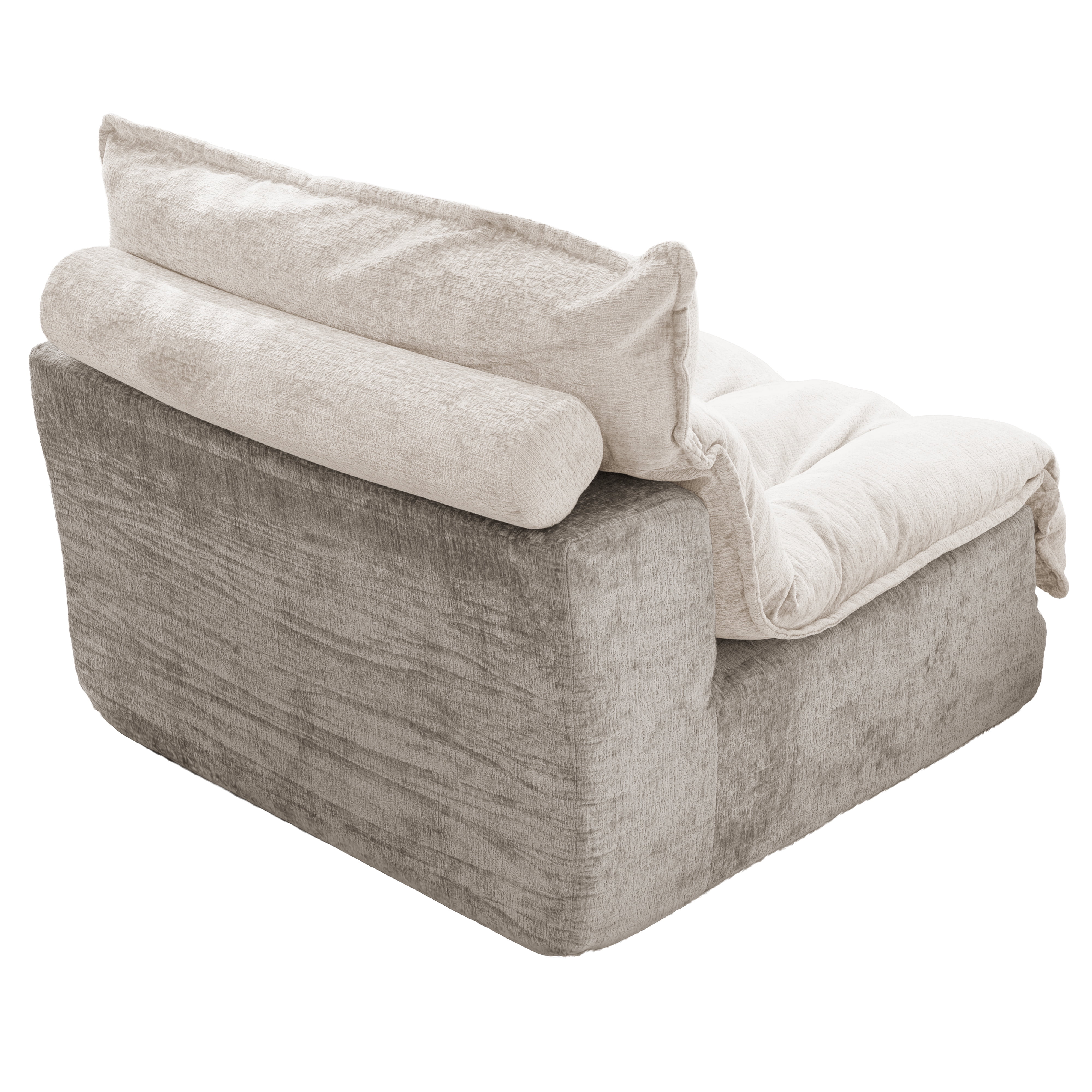 Leumius Single Cloud Sofa,Boneless Sofa Chair with Upholstered Seat Cushion,Modern Chenille Chaise Longue Chair for Living Room,Beige