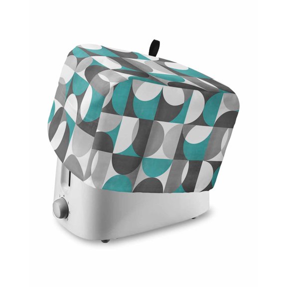 Toaster Cover 4 Slice Mid Century Geometric Toaster Oven Cover with Pockets Abstract Modern Teal Dustproof Bakeware Protector Small Kitchen Appliance Dust Covers and Fingerprint Protection