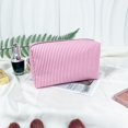 thumbnail image 2 of Bolsas de cosméticos for mujer, bolsa de cosméticos Seersucker, neceser de viaje, bolsa de maquillaje a rayas, organizador estético, bolsa de almacenamiento, 2 of 7