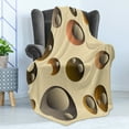 thumbnail image 4 of Retro Soft Flannel Fleece Throw Blanket, Funky Bubbles in Round Disc Shaped Model Circles Abstract Image, Cozy Plush for Indoor and Outdoor Use, 50" x 70", Pale Brown Caramel, by Ambesonne, 4 of 5
