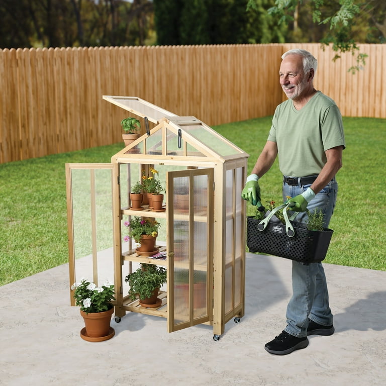 Expert Gardener Wooden Frame Greenhouse With Secure Locks For