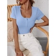 thumbnail image 4 of ANRABESS Womens Short Sleeve Henley Shirts Ribbed Slim Fitted Tee Summer Work Tops 2026 Button Blouse Spring Vacation Clothes Light Blue Medium, 4 of 8