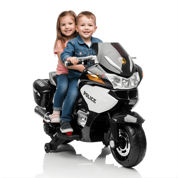 KidsVIP 24V Police Officer 2 Seater Ride On Motorcycle with Rubber Wheels, Music & Siren